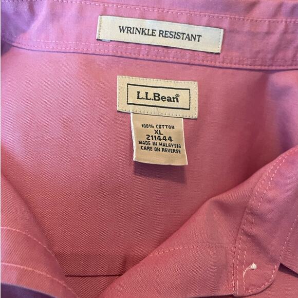 LL Bean Women Cotton Top XL Pink Wrinkle Free Button Up Minimalistic Workwear - Picture 2 of 9